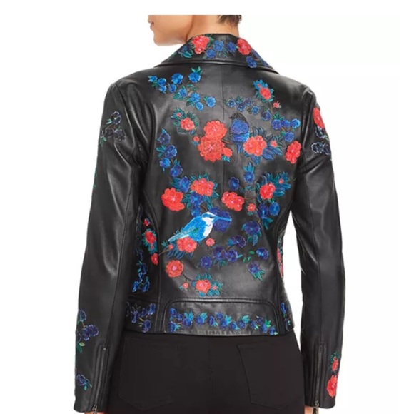 Elie Tahari Jackets & Blazers - Elie Tahari Mae Embroidery Lambskin Moto Jacket-small